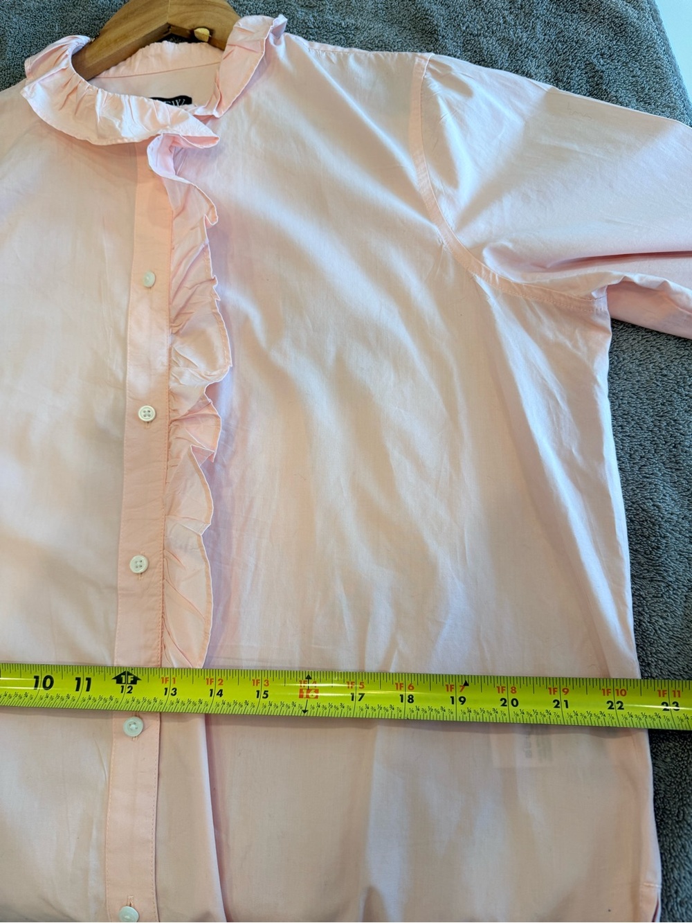 J. Crew Light Pink Ruffle-Front Button Down Blouse - Picture 7 of 9